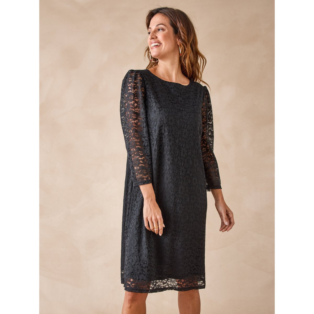 Robe dentelle manches longues noir, DAXON
