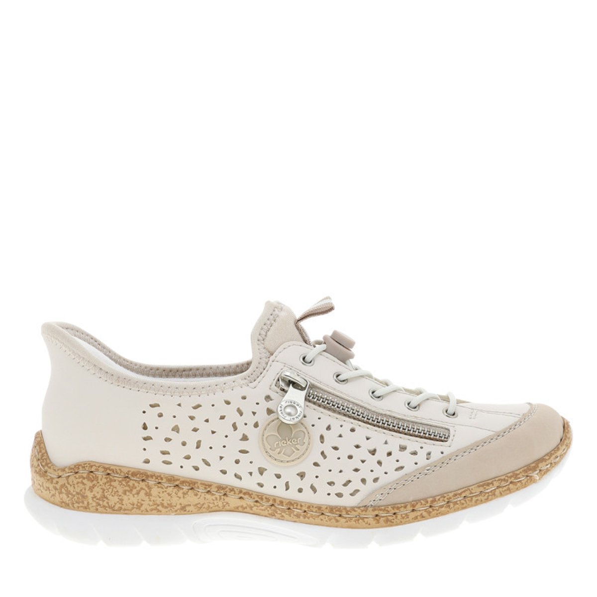 Sneakers FEMME RIEKER® perle et à slip-on beige, RIEKER