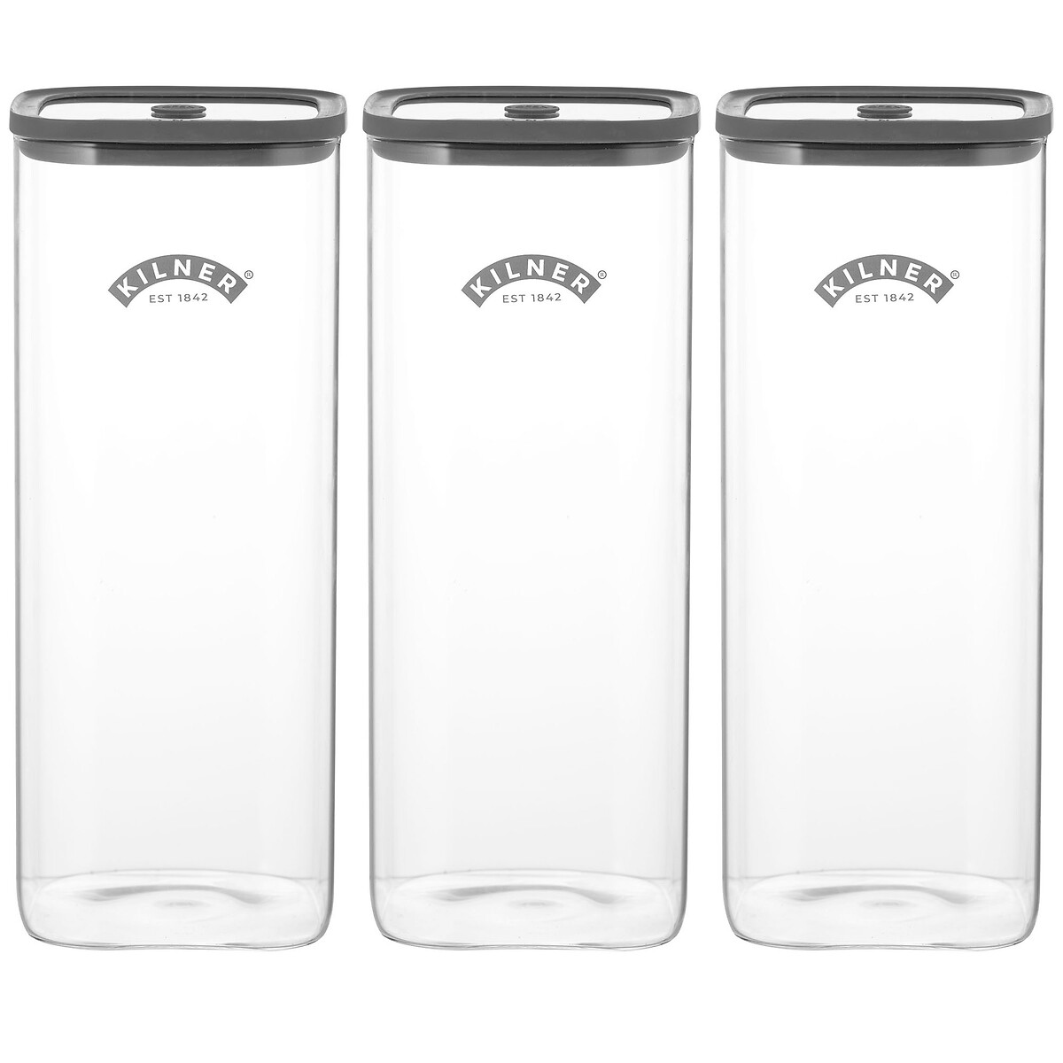 Set of 3 Fresh Storage 3.5L Square Jars transparent, KILNER