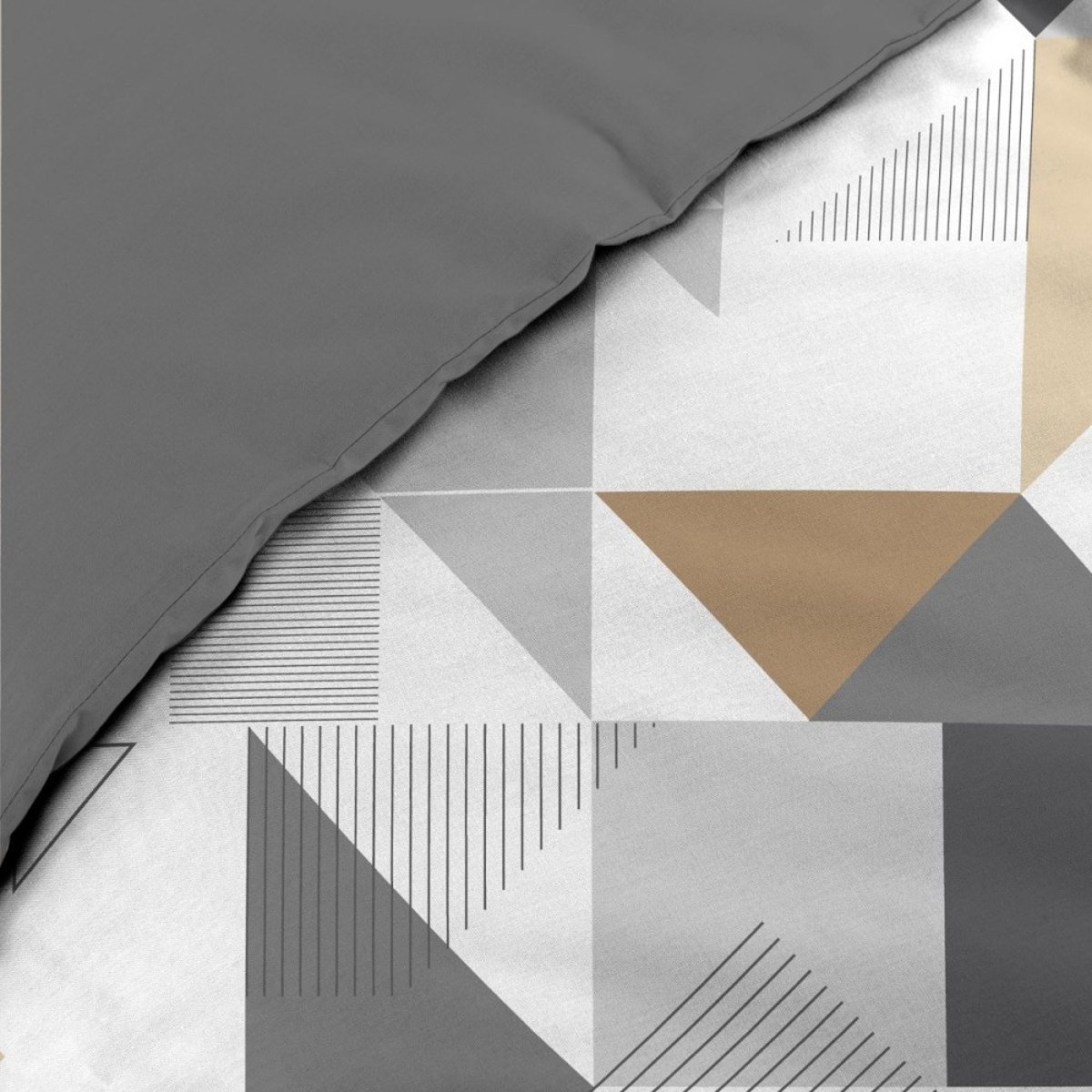 Housse De Couette 140x200 + 1 Taie D'oreiller Trigone gris, DECORATIE