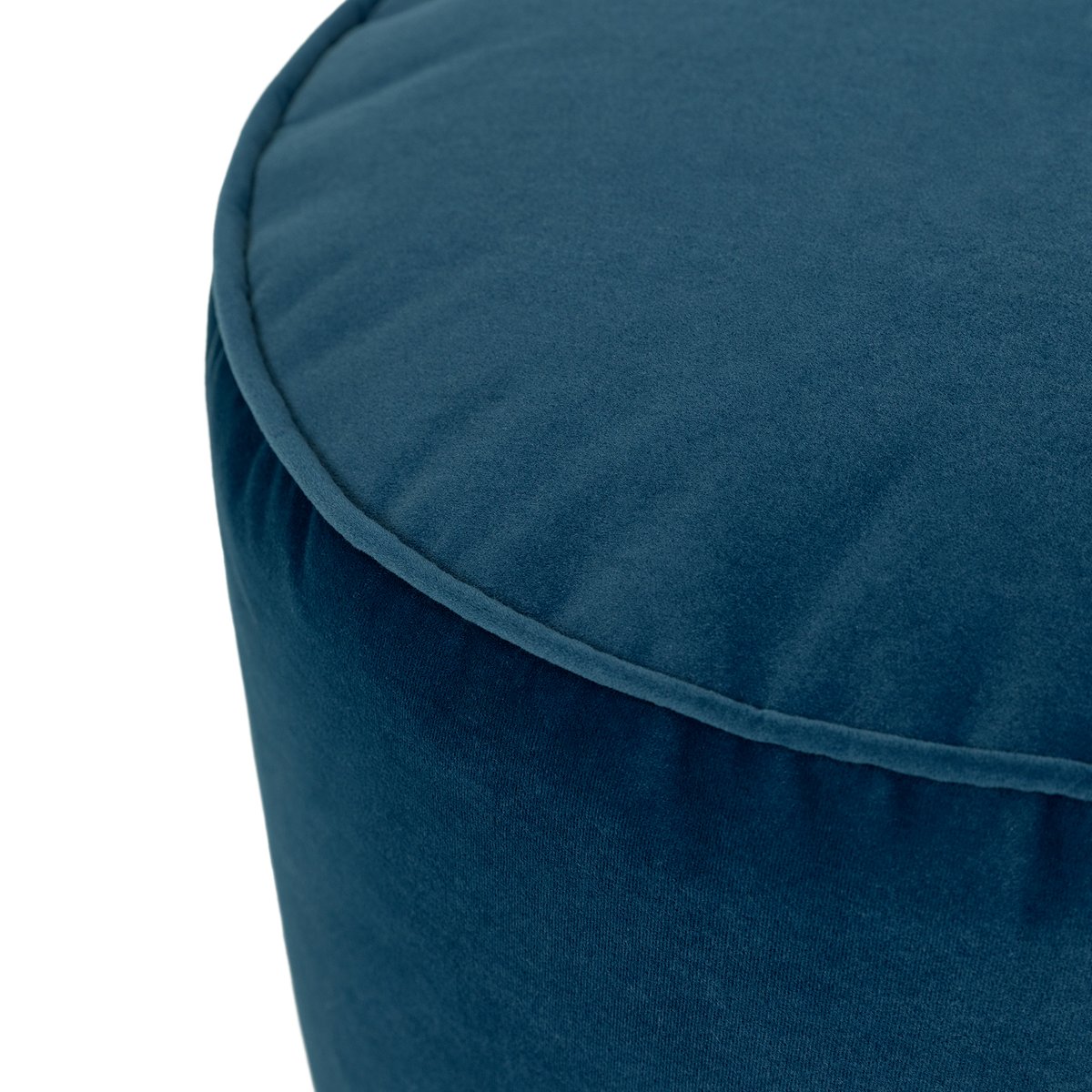 Pouf repose-pieds rond en velours mat Oeko-Tex® - MILANO bleu marine, ICON