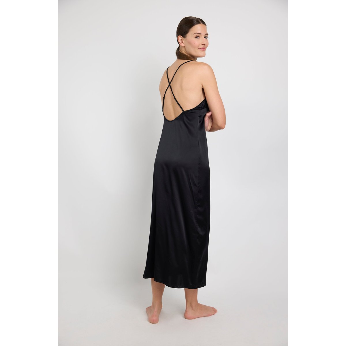 Nuisette longue en soie SILK'N MOON noir, MAISON LEJABY