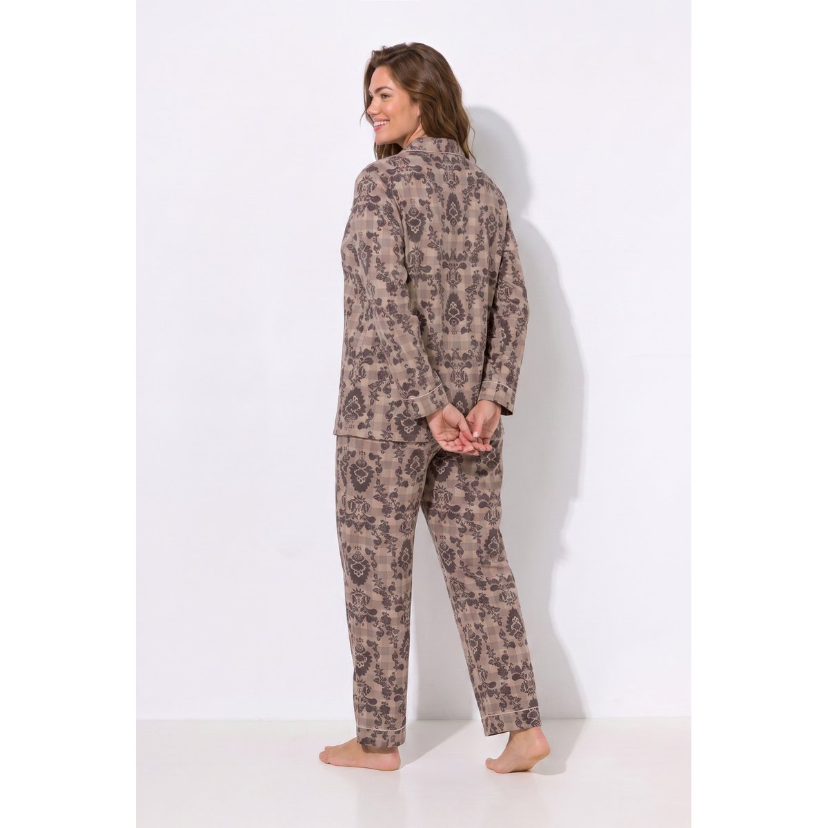 Pyjama, carreaux / motifs marron pin, ULLA POPKEN