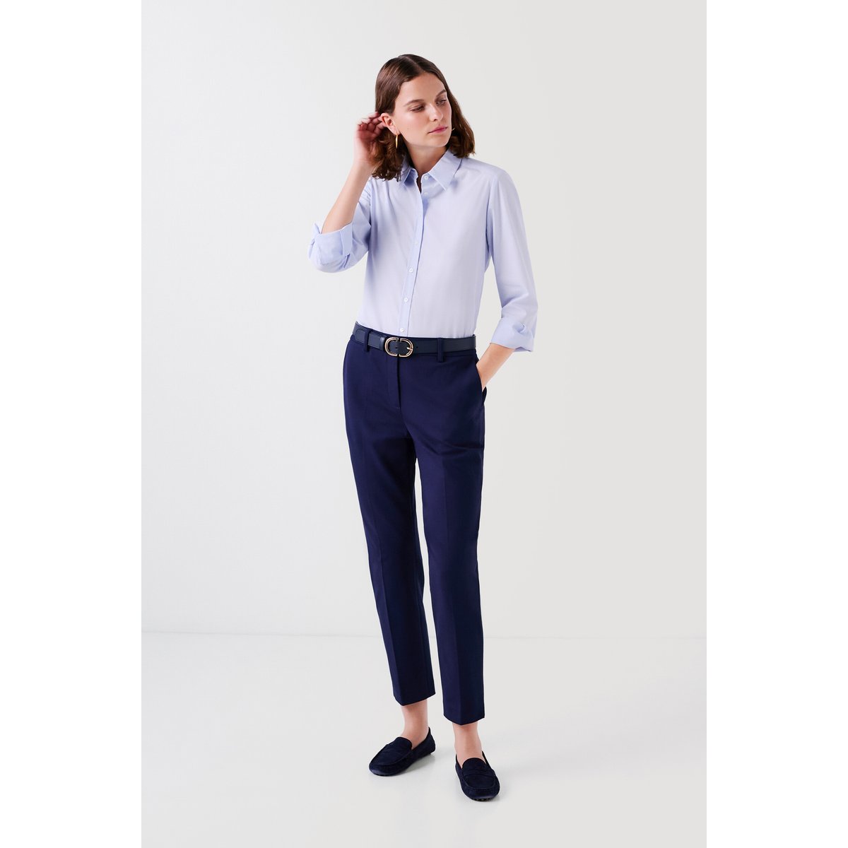 Pantalon fuselé élégant PSIDIK bleu marine, CAROLL