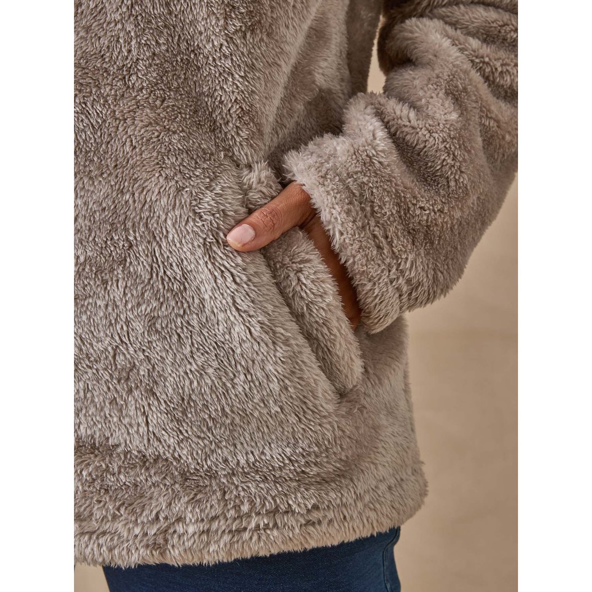 Sweat-shirt col montant maille douce vison, DAXON
