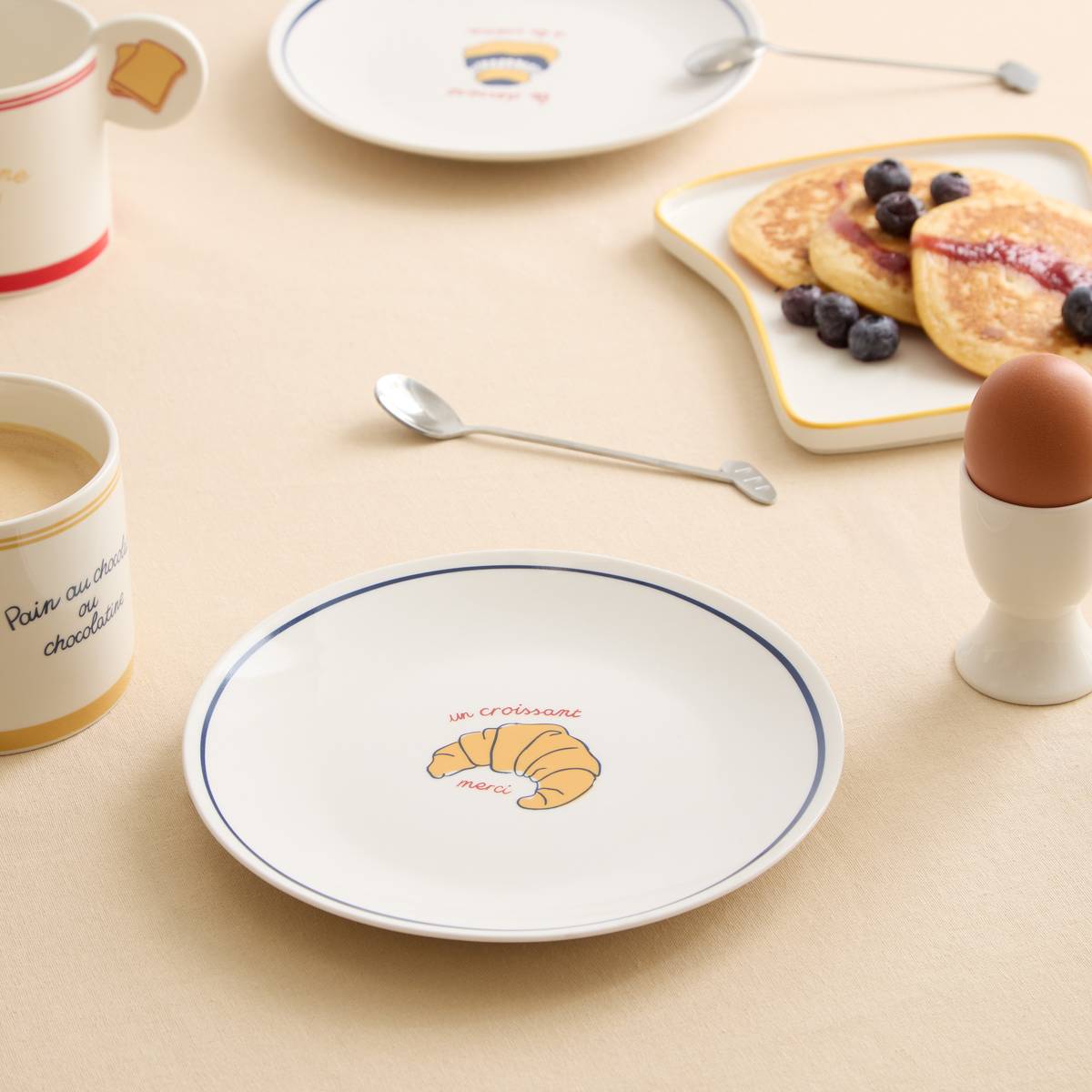 Lot de 6 assiettes dessert Fra ronde D.19cm bleu modèle b, ATMOSPHERA