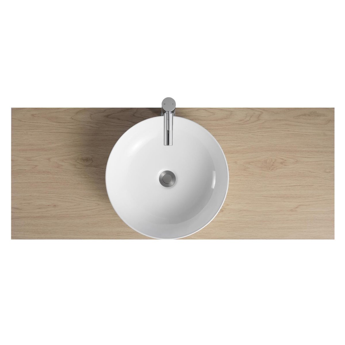 Vasque à poser ronde en céramique blanche 42cm SACHA blanc, MOB IN