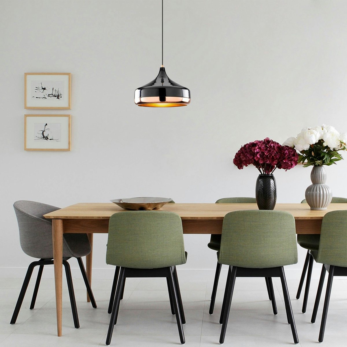 Suspension moderne noire et cuivre forme évasée SILE noir, PIER IMPORT