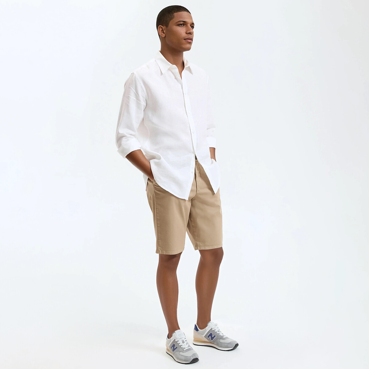 Camicia dritta in lino, Signature, CARL bianco, LA REDOUTE COLLECTIONS