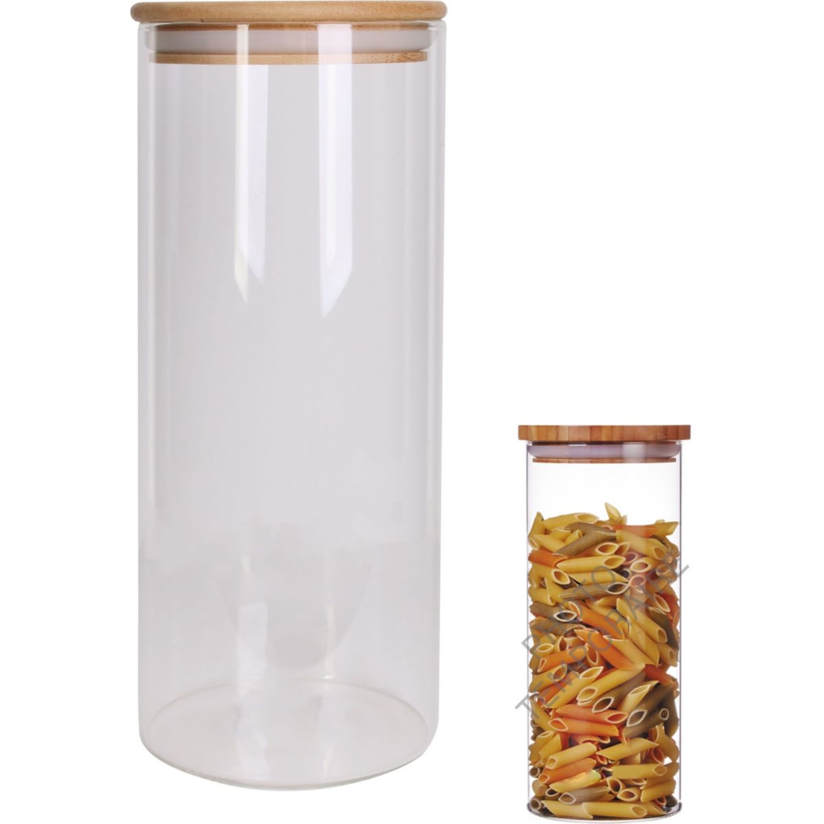 Bocal en verre et bambou 1.6l couleur unique, COOK CONCEPT