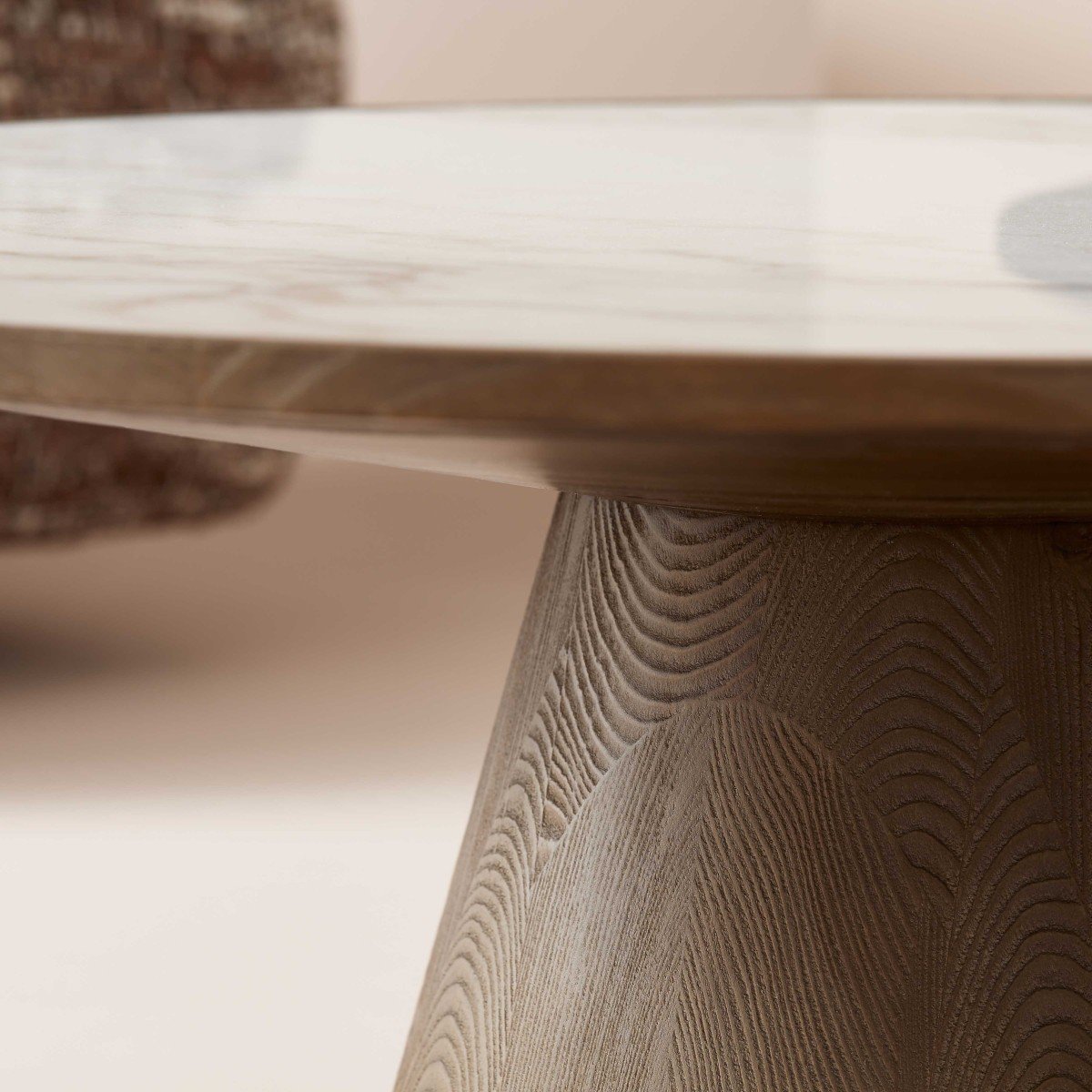 Table basse en chêne et marbre D80 cm - MAFRA bois clair, SIGNATURE