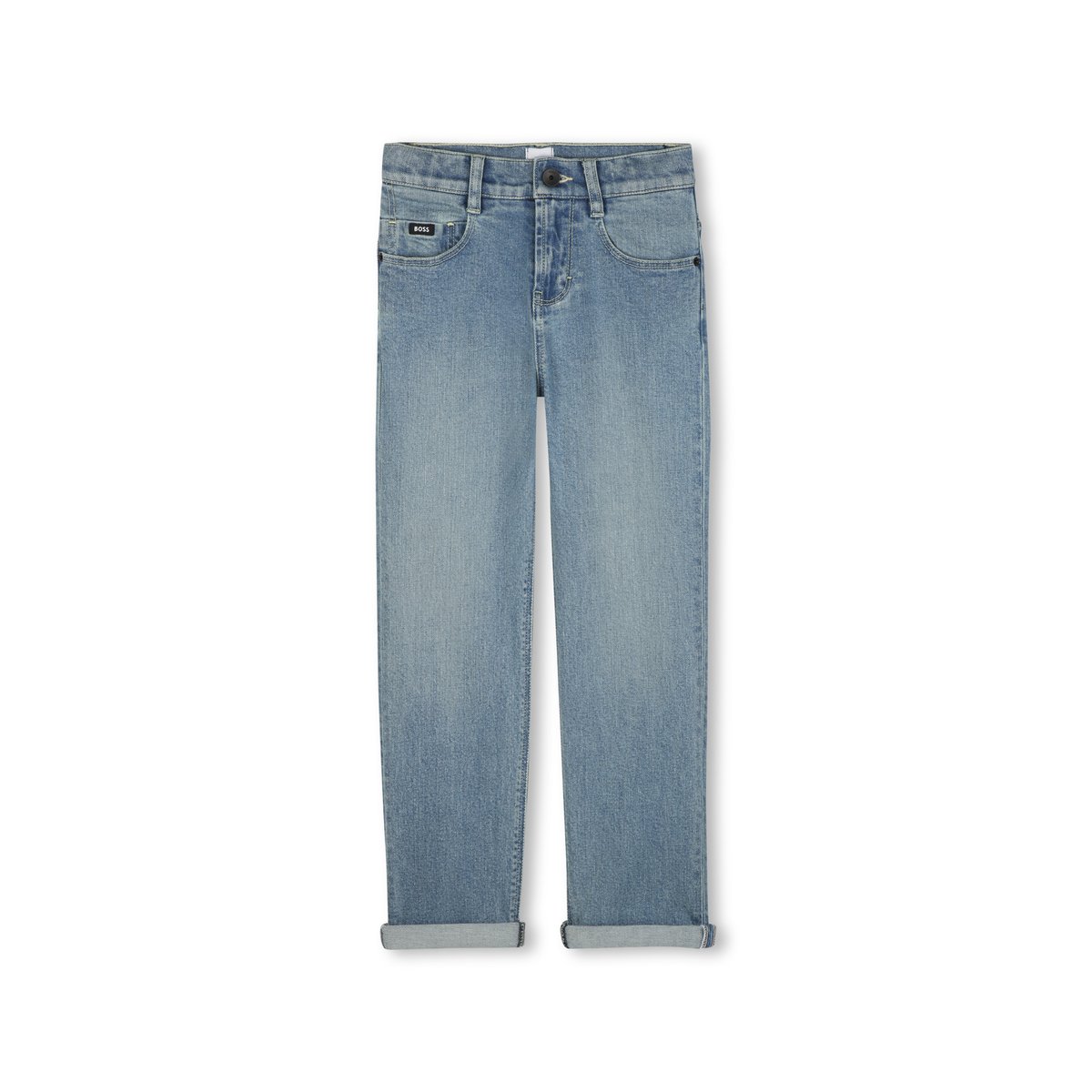 Pantalone in denim 5 tasche double stone+bleach, BOSS KIDSWEAR