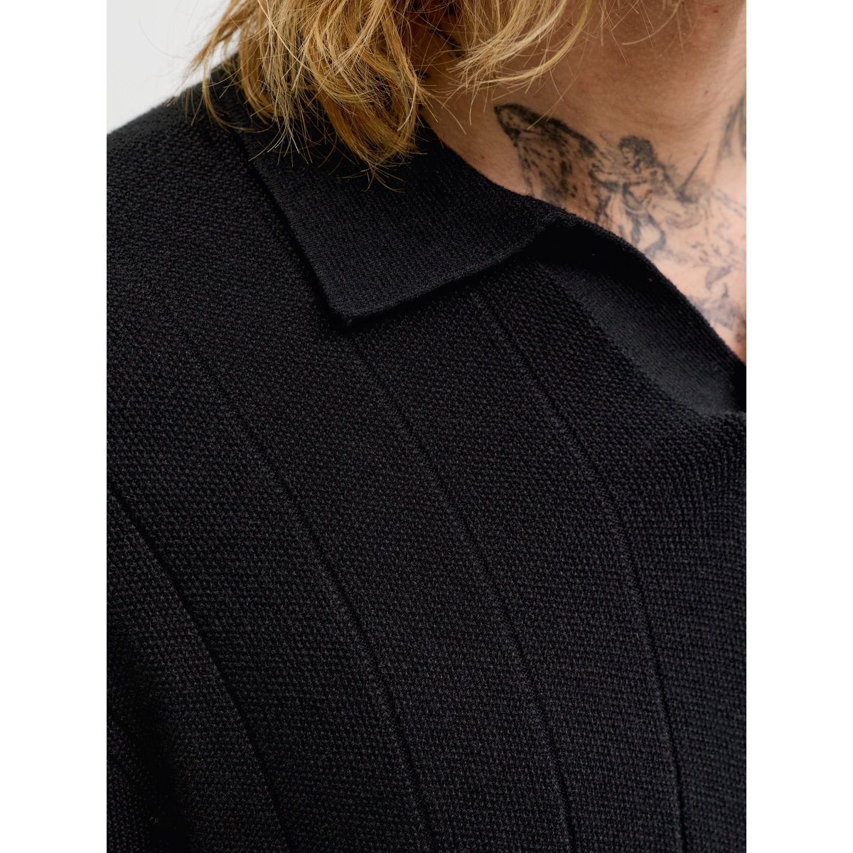 Polo Tricoté black 1, JACK & JONES