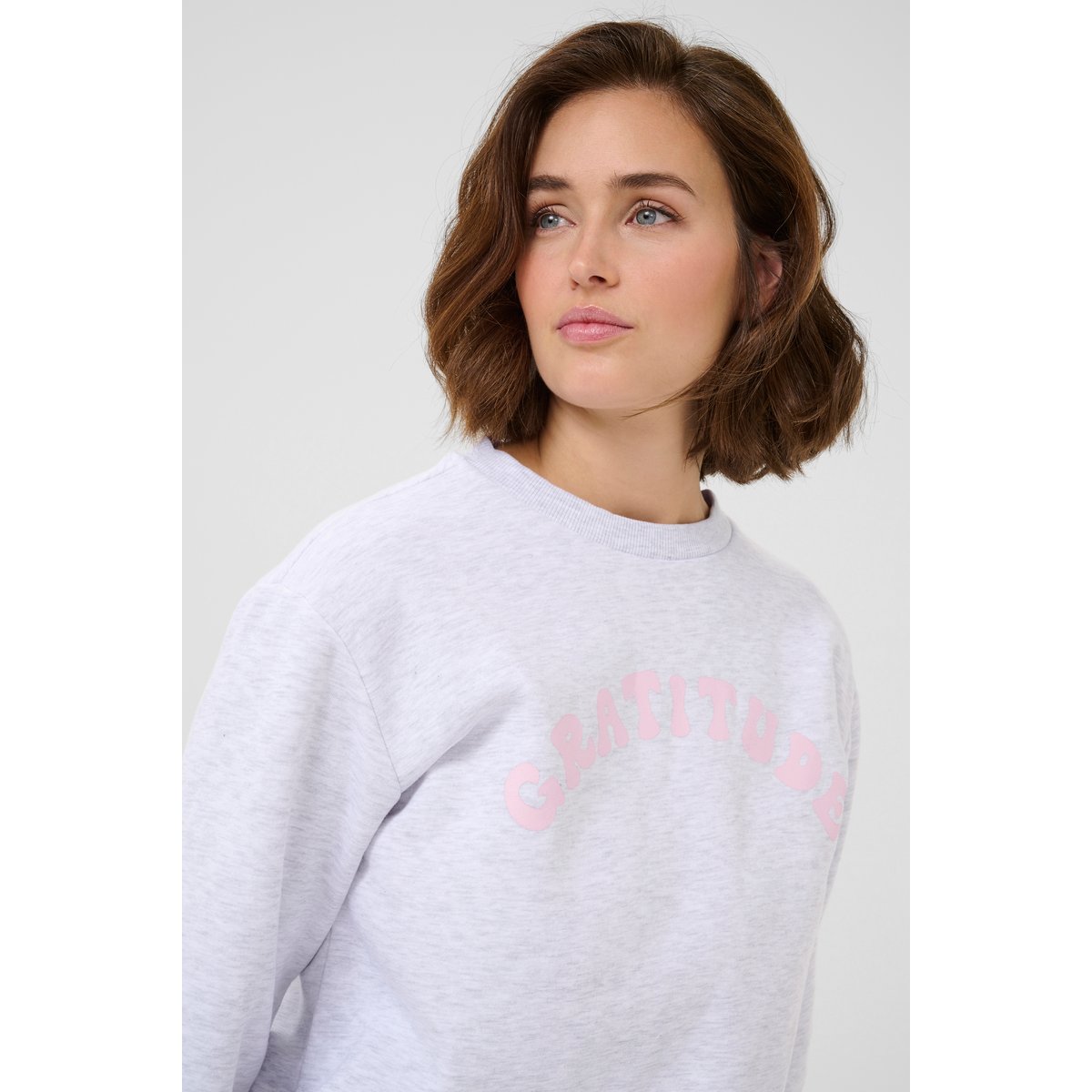 Sweatshirt gris light grey melange text, KAFFE