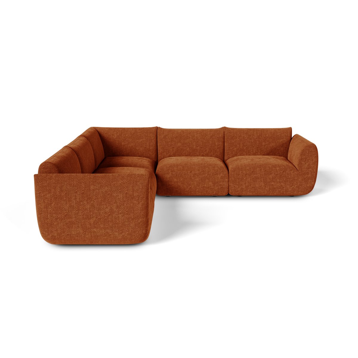 Canapé d'angle panoramique modulable 7 places en velours chenillé NOOMA terracotta, SIA HOME