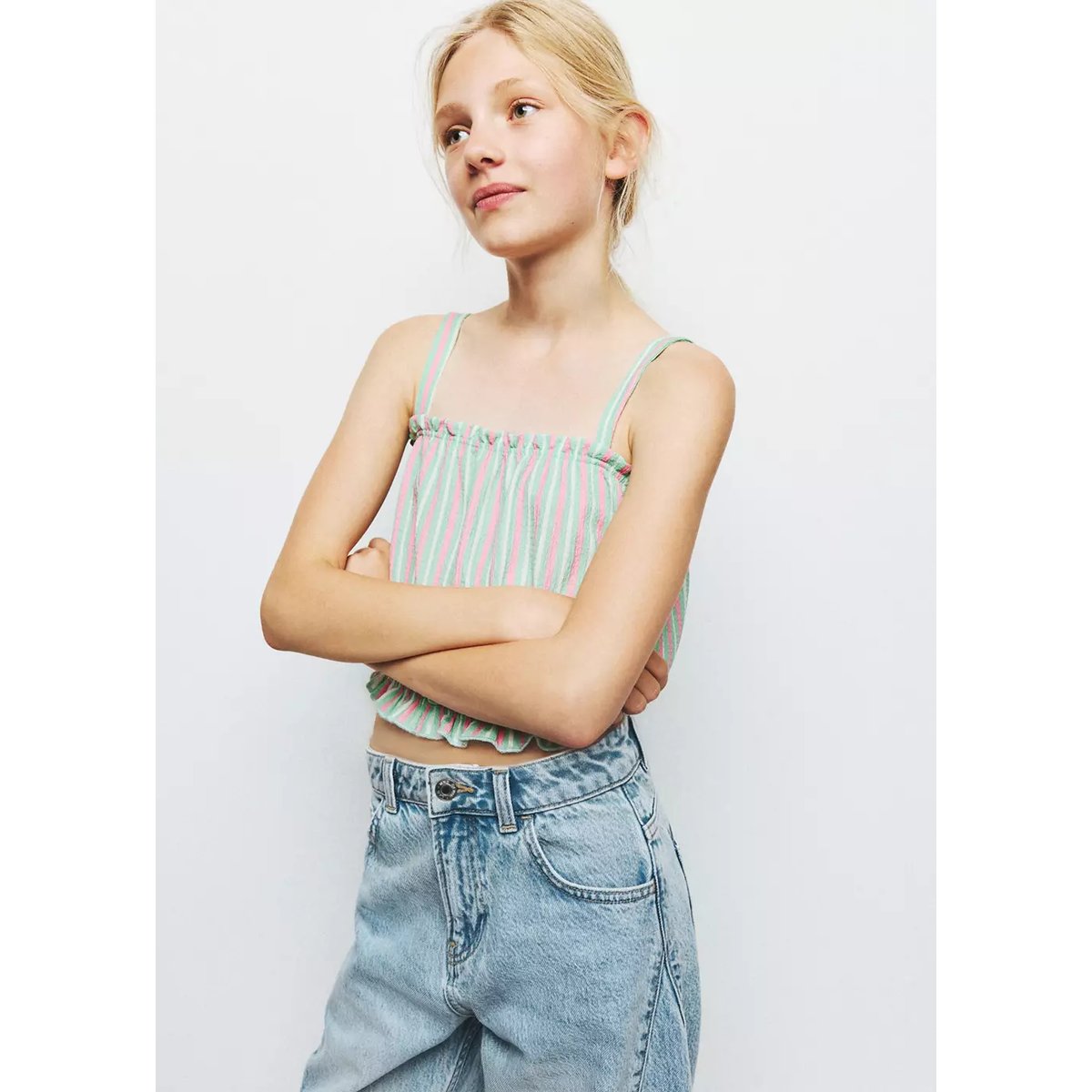 Top à rayures combinées rose, MANGO KIDS