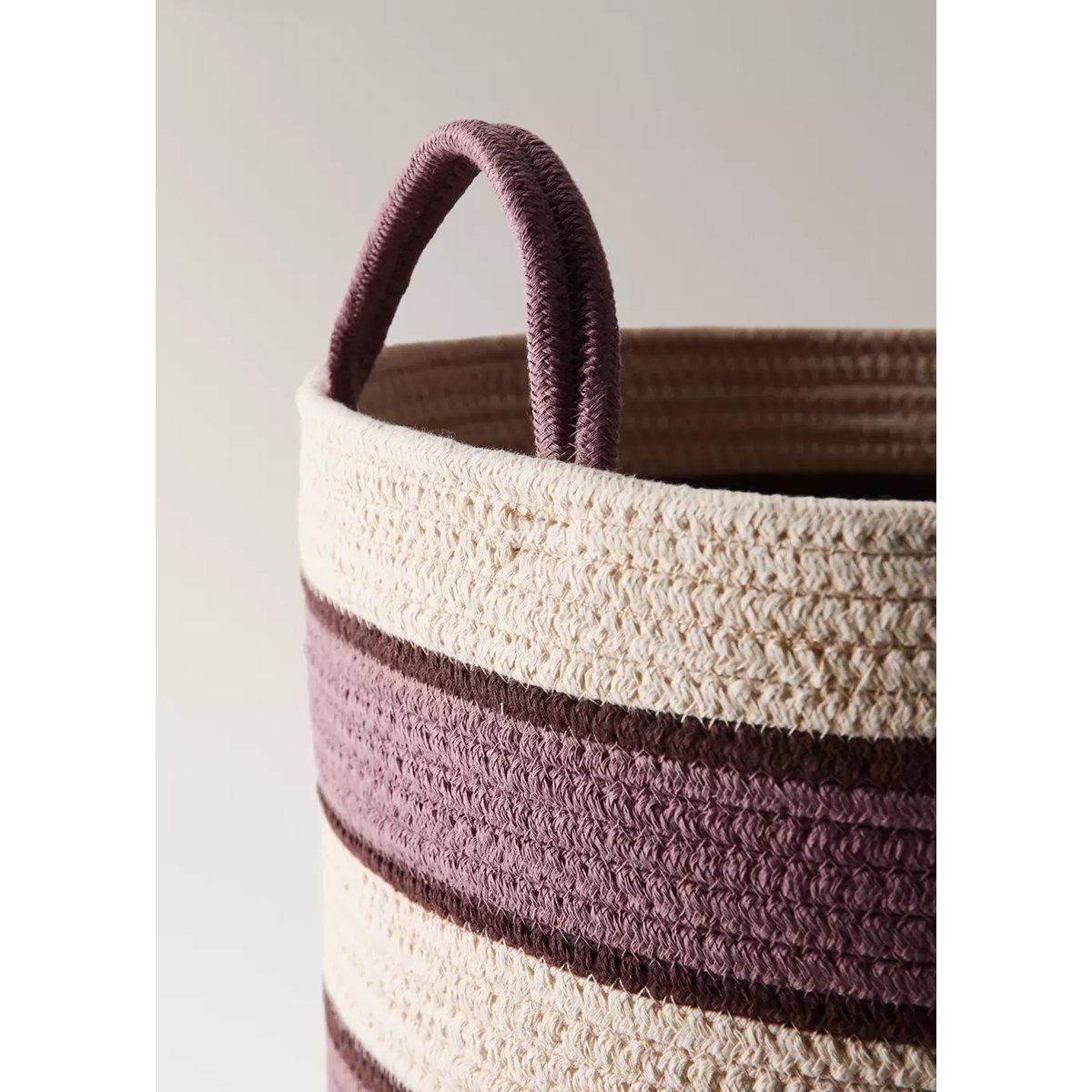 Grand panier en coton rayé rose pastel, MANGO HOME
