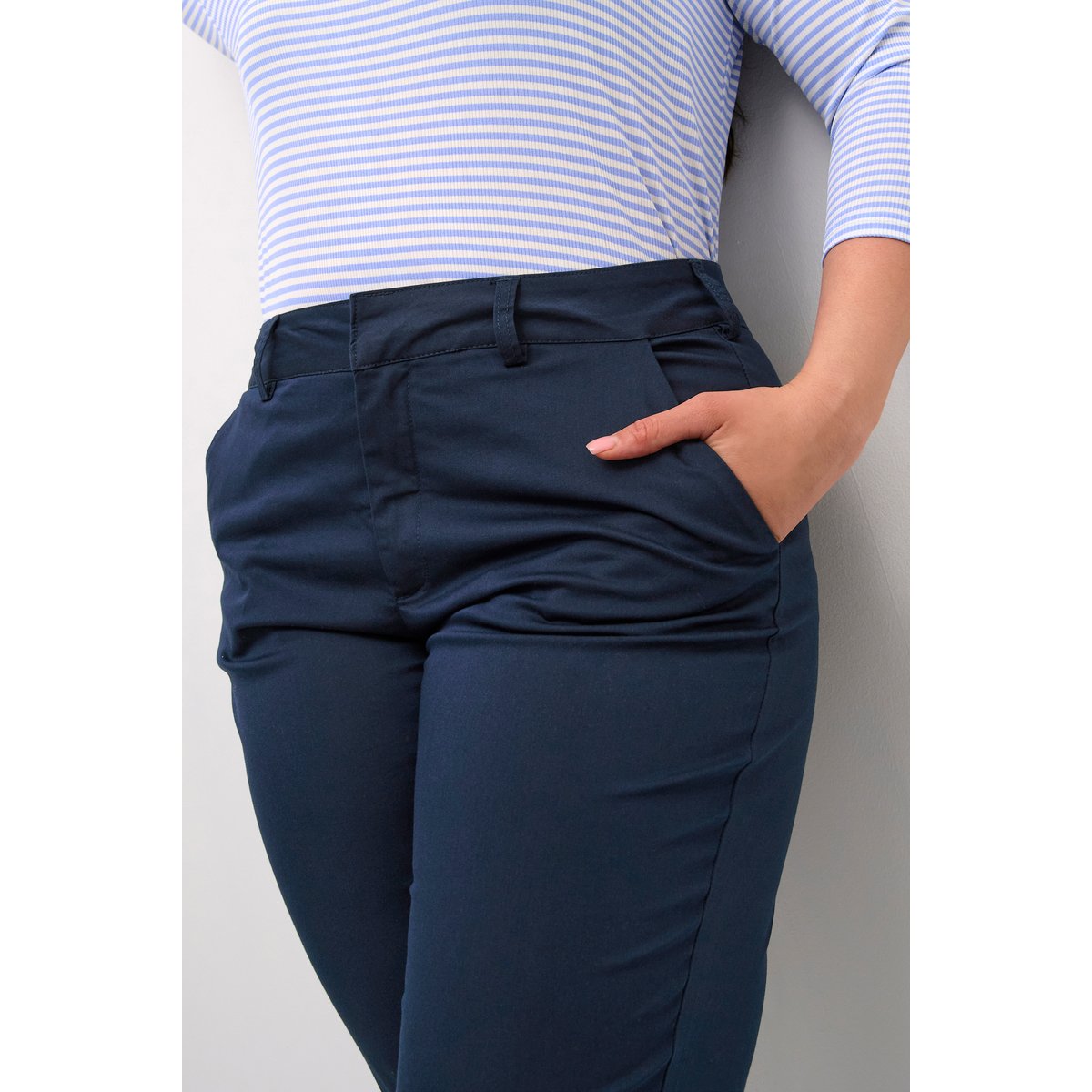 Pantalon casual bleu midnight marine, KAFFE CURVE