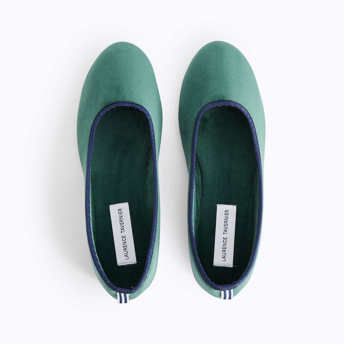 Chaussons  en velours BALLERINES vert, LAURENCE TAVERNIER