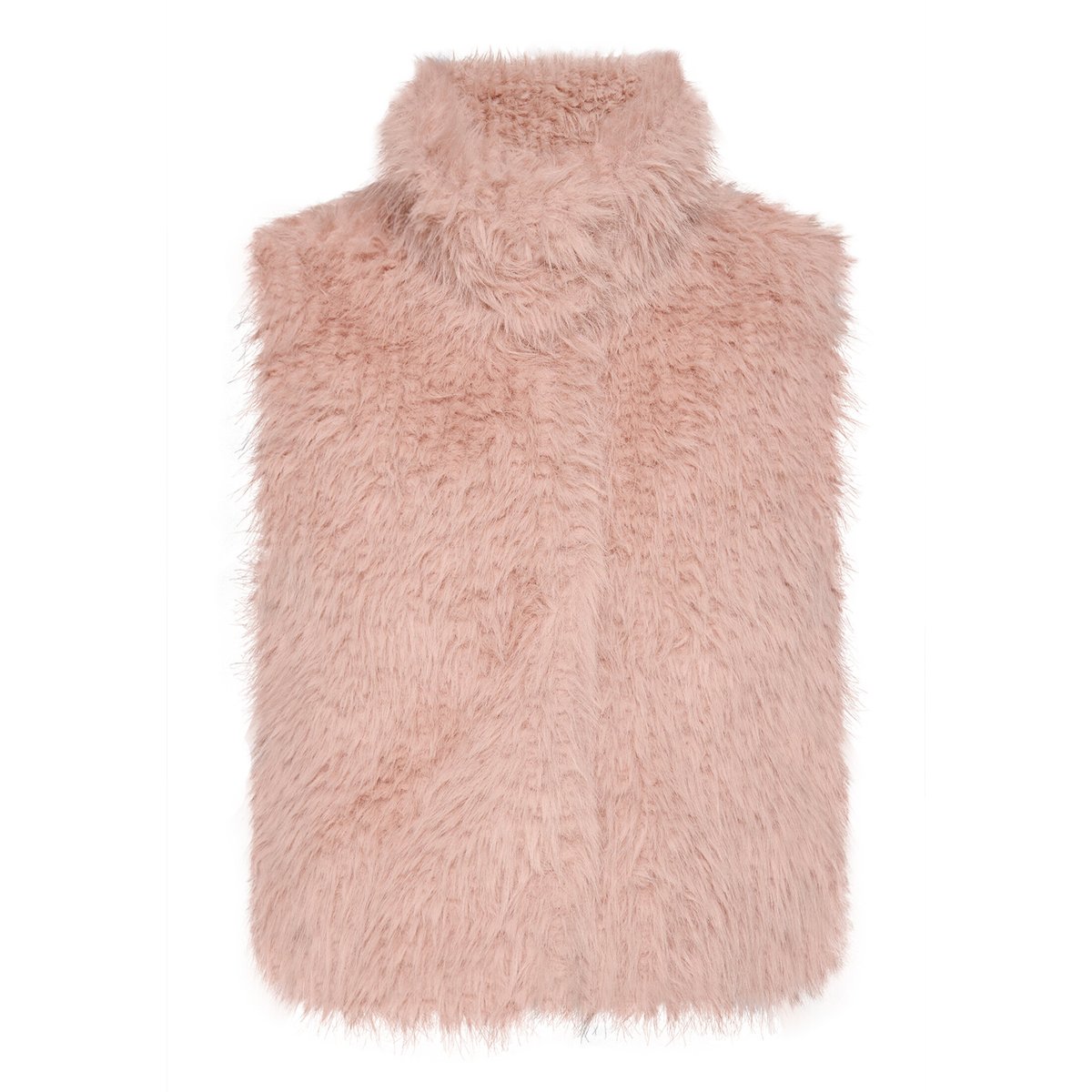 Veste sans manches en peluche à col rose dust, AMBER & JUNE