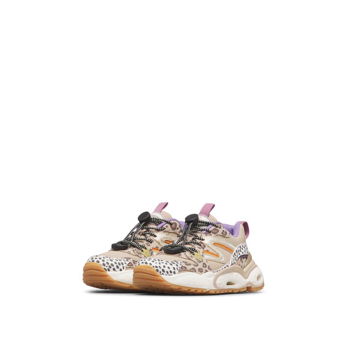 Sneakers en écopelle et tissu FLYNER. blanc-noir-beige, NATURINO
