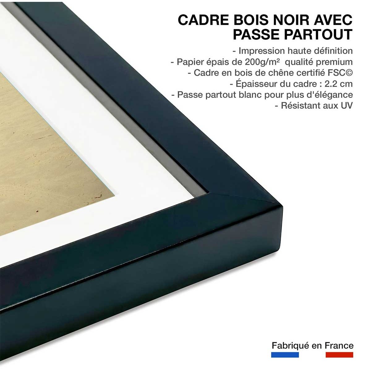 Poster red car affiche + cadre en bois - noir, HEXOA