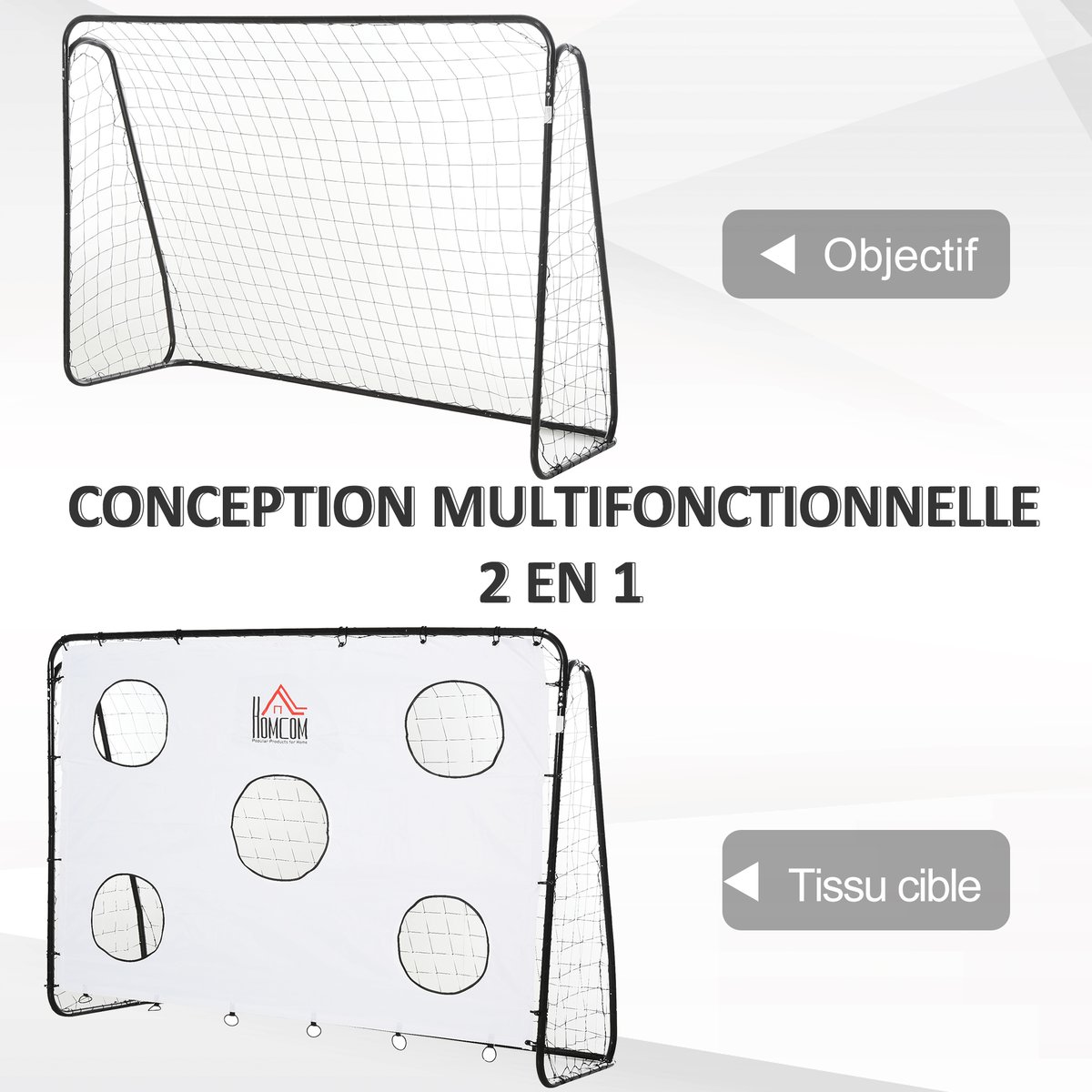 But de football Métal Blanc blanc, HOMCOM