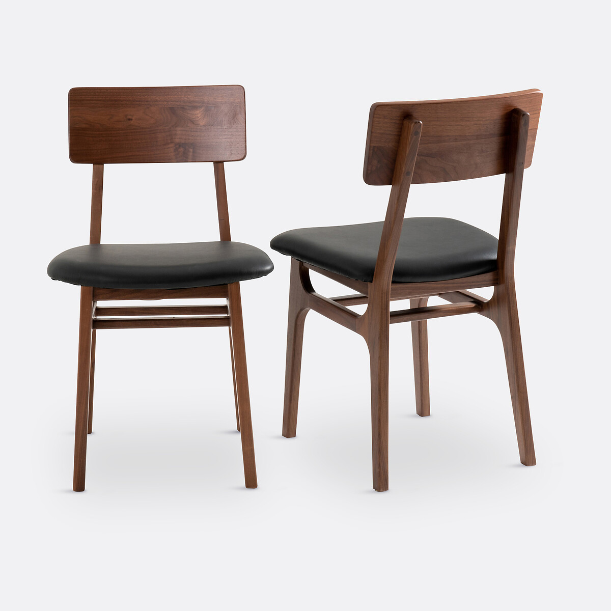 Set van 2 stoelen in notenhout en leer, Larsen notenhout, LA REDOUTE INTERIEURS