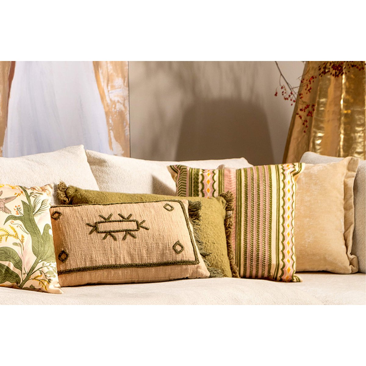 Coussin Ciro vert olive, DUTCH DECOR
