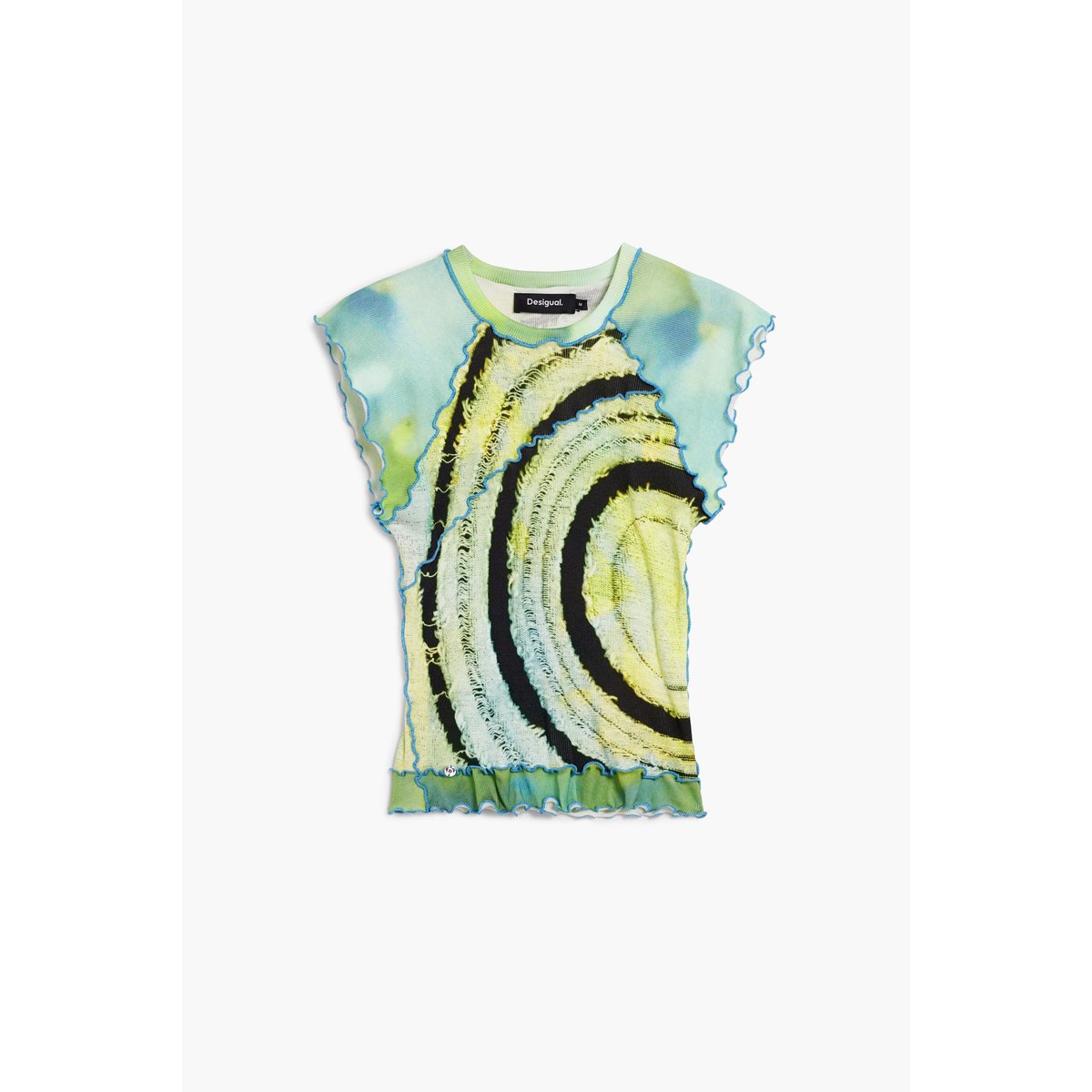 T-shirt à manches courtes avec cercles vert, DESIGUAL
