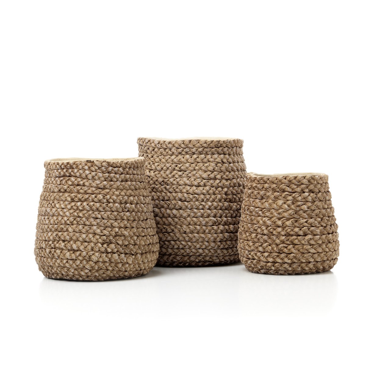 Cache-pot en béton FAKE BRAIDED beige, BAZAR BIZAR