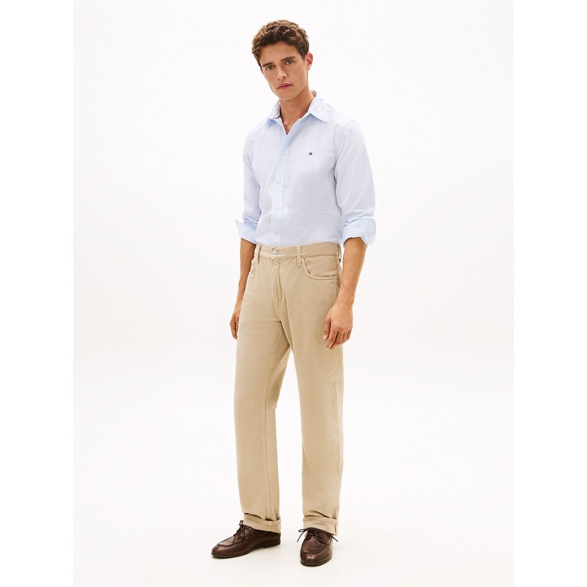 Chemise droite bleu ciel rayé, TOMMY HILFIGER