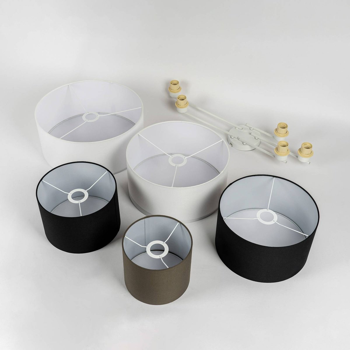 Plafonnier en textile scandinave, Lettie gris, noir, blanc, LINDBY
