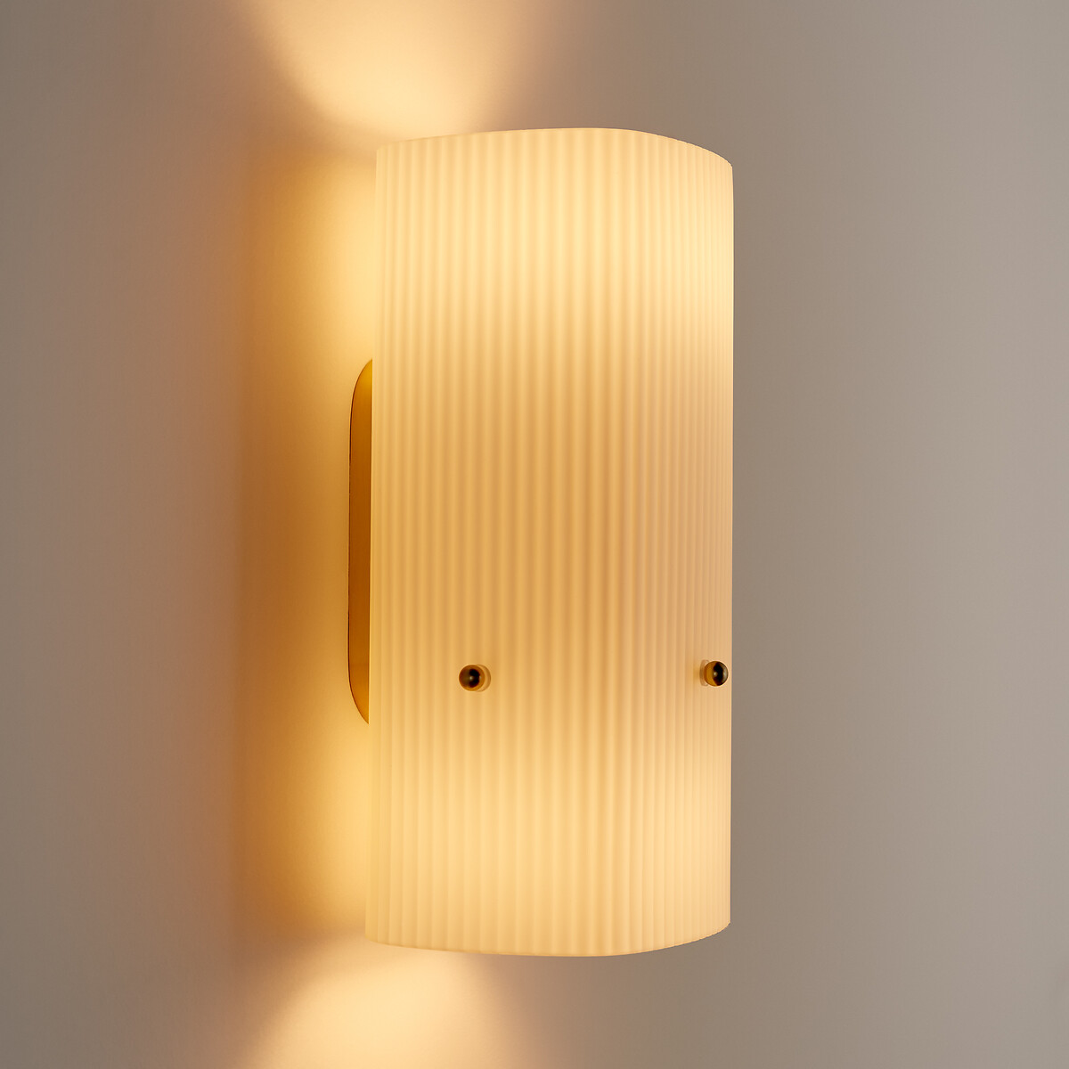 Danny Brass and Streaked Glass Wall Light white/brass, LA REDOUTE INTERIEURS