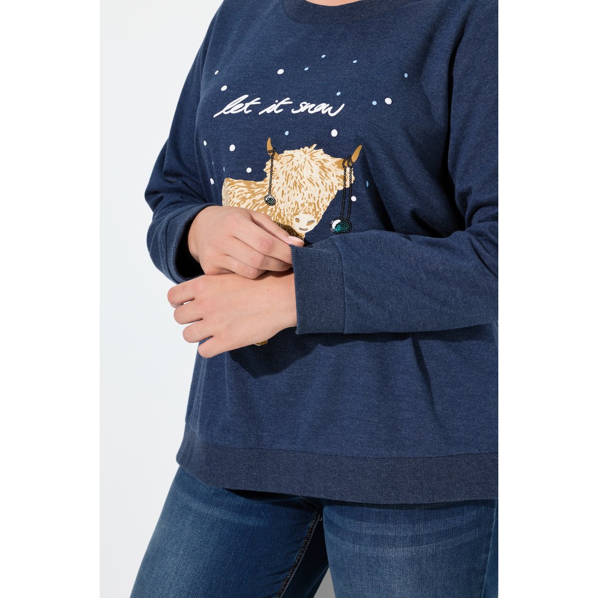 Sweat-shirt à paillettes Let ot Snow bleu encre, ULLA POPKEN