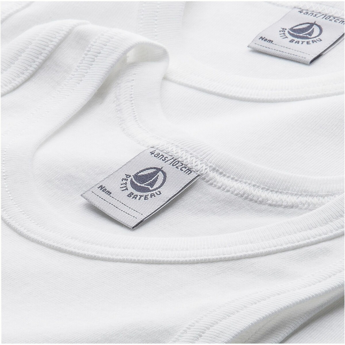 Lot de 2 débardeurs en coton blanc, PETIT BATEAU