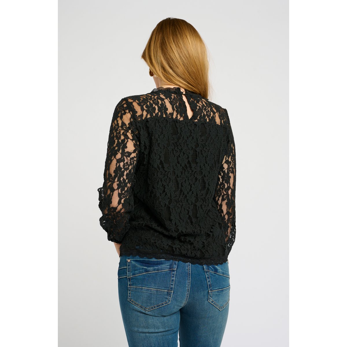 Short sleeved blouse noir pitch black, CREAM