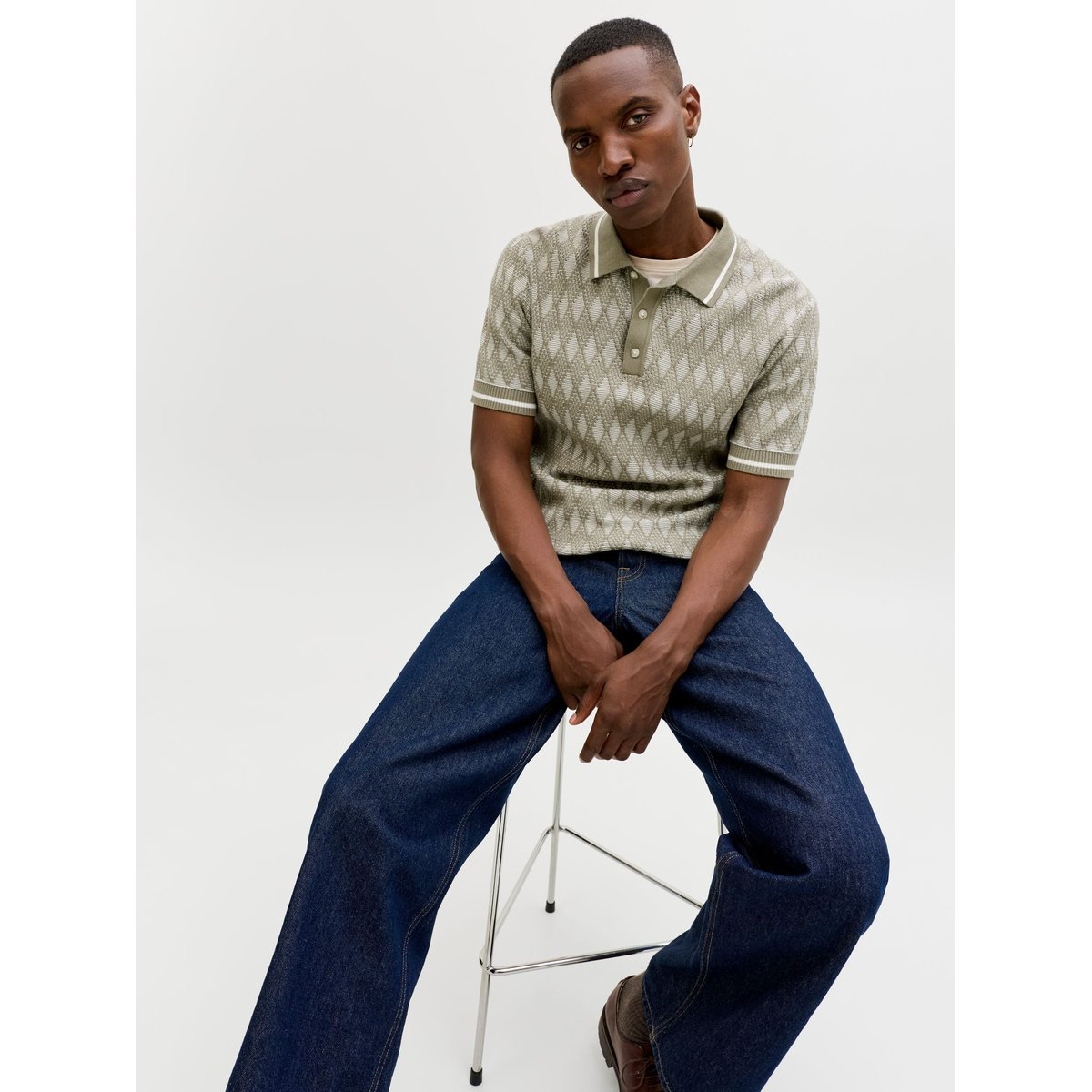 Polo Tricoté grise - smokey olive, JACK & JONES