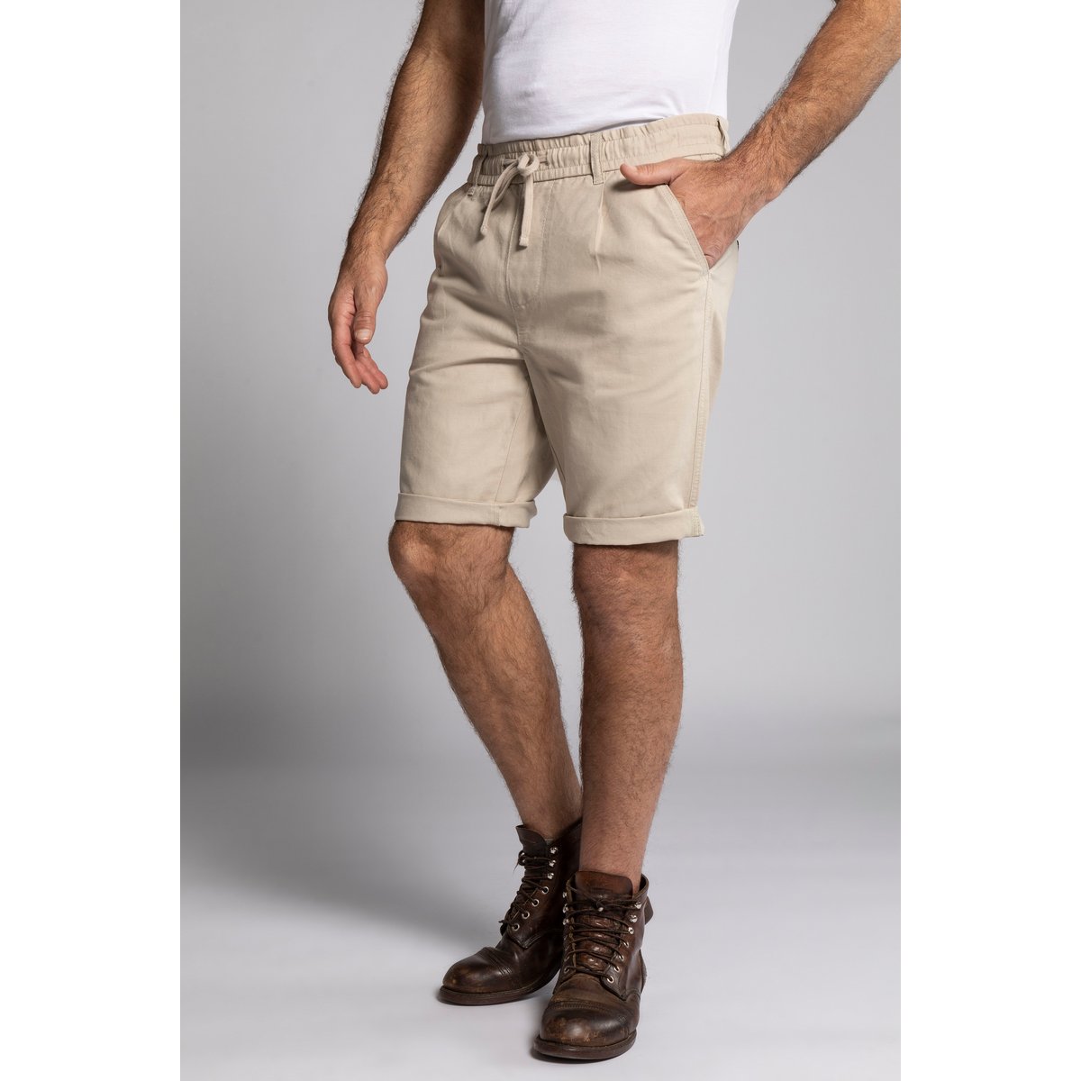 Bermuda en lin mélangé. Taille élastique. beige, JP1880