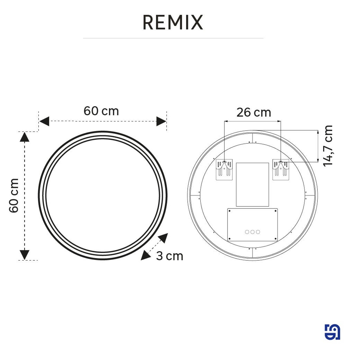 Miroir LED, REMIX noir, SENSEA