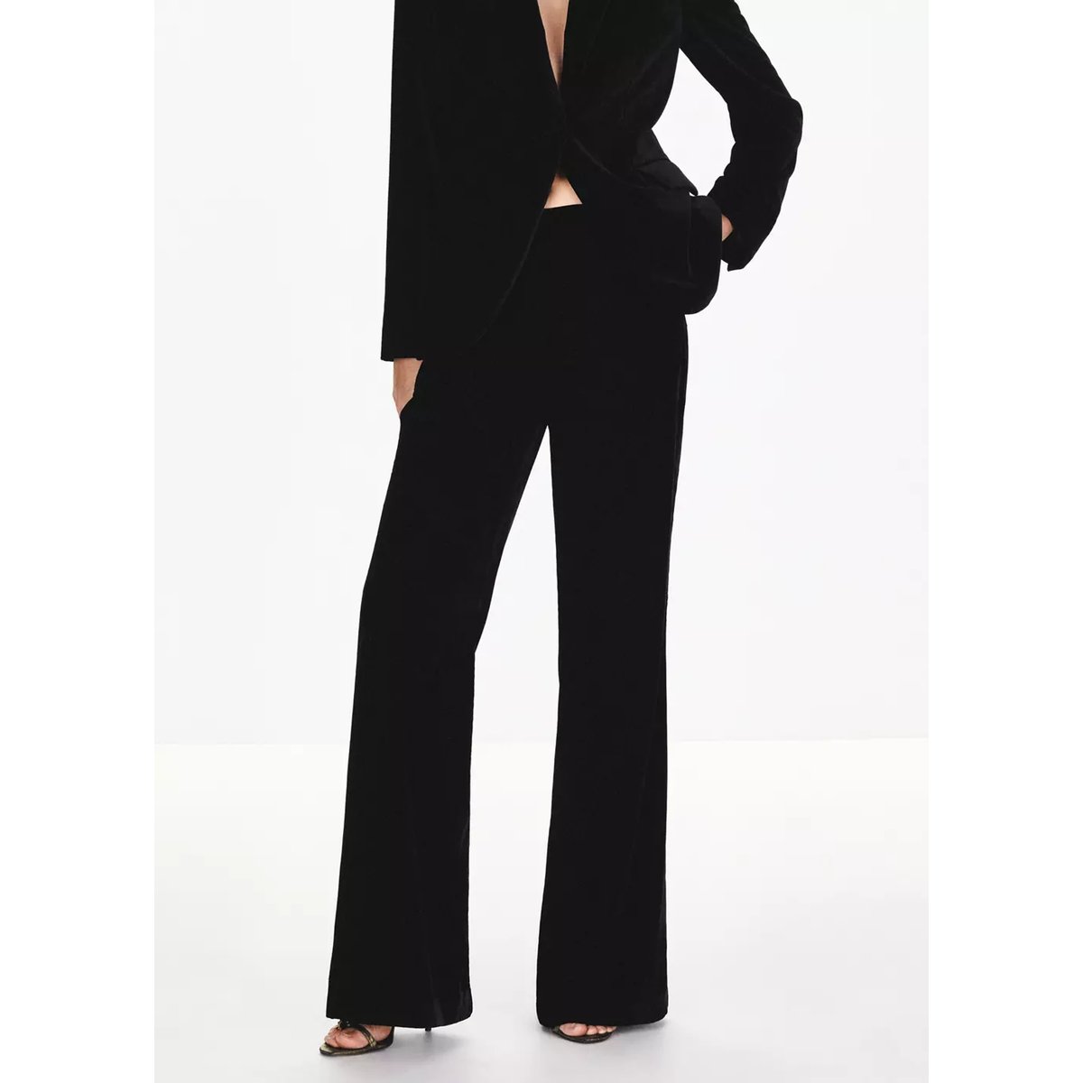 Pantalon costume velours noir, MANGO