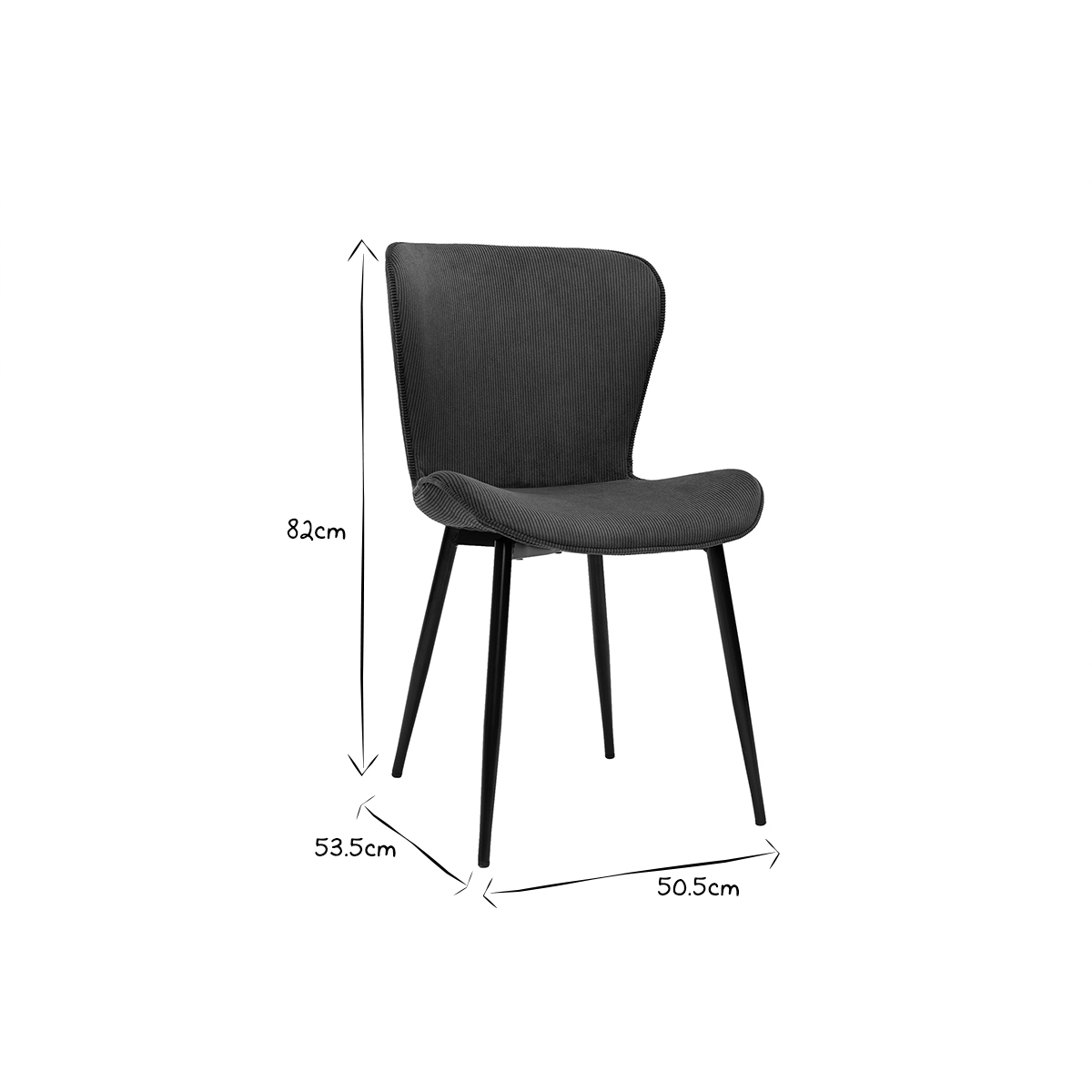 Chaises design en tissu velours côtelé vert kaki et métal noir (lot de 2) ADDICT jaune, MILIBOO
