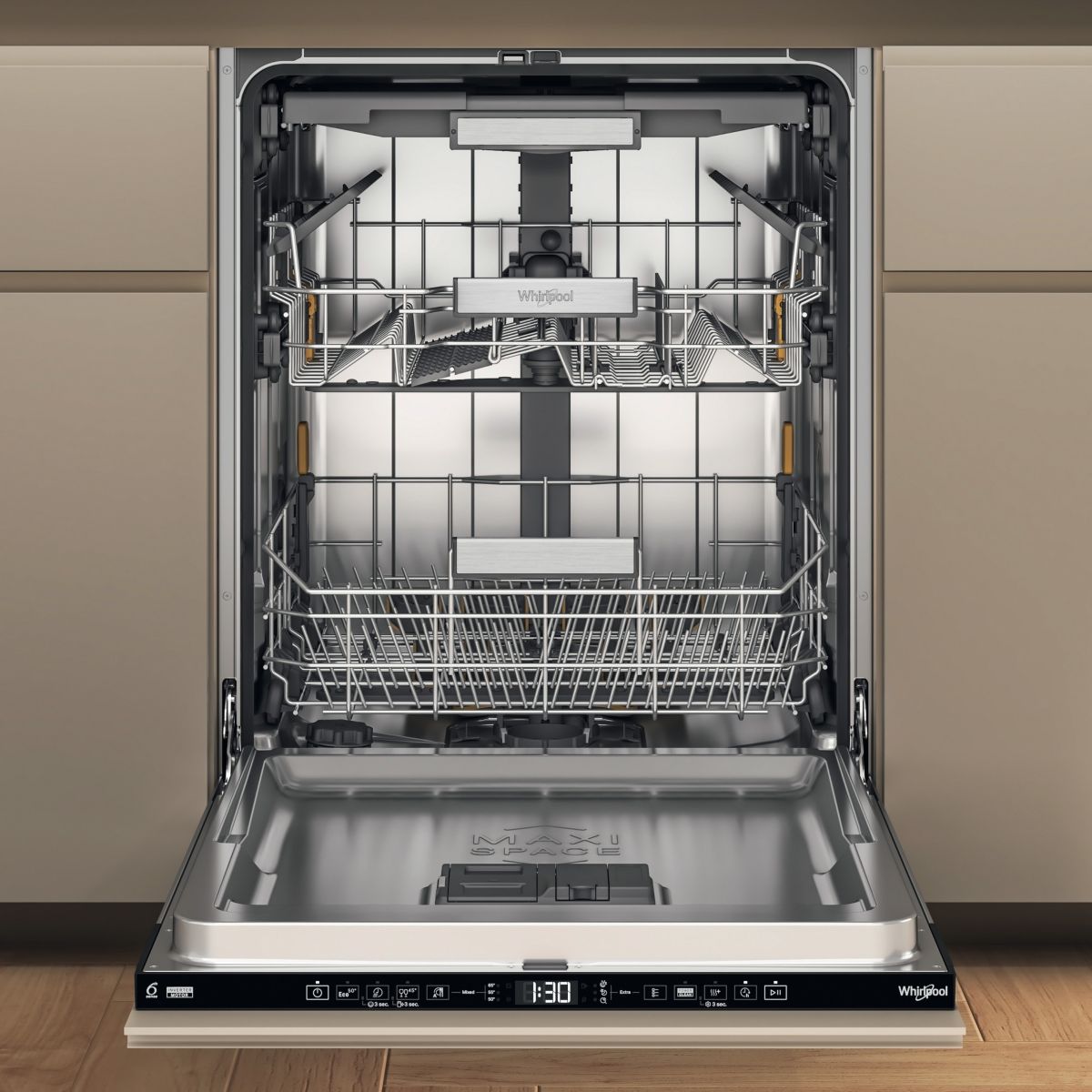 Lave vaisselle encastrable W7IHT40TS MaxiSpace couleur unique, WHIRLPOOL