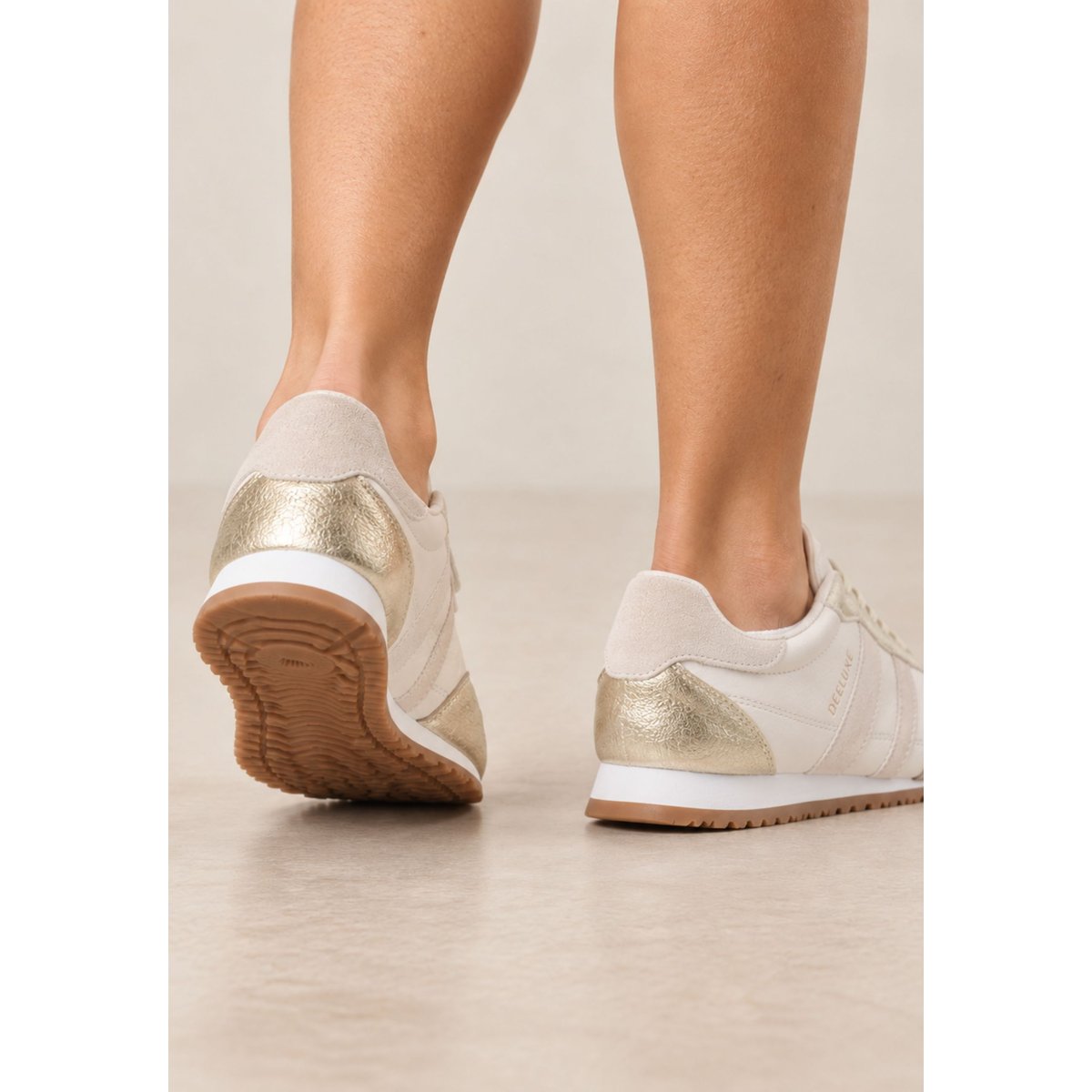Baskets dancourt femme style rétro DANCOURT beige / doré, DEELUXE