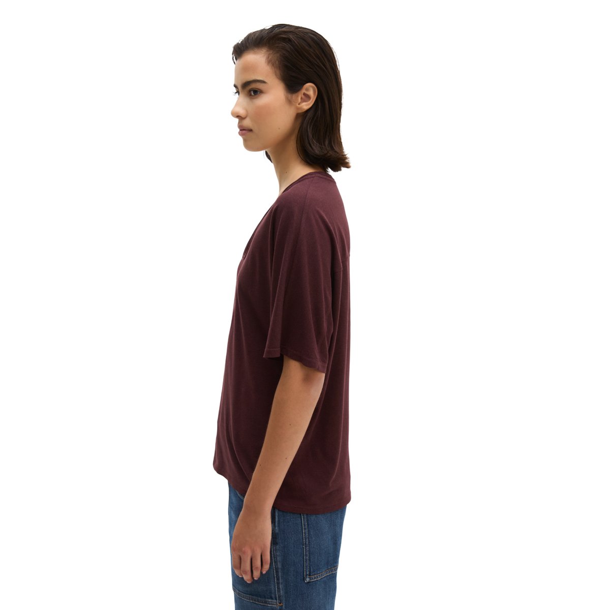 T-shirt regular en jersey slub fin rouge, MARC O'POLO