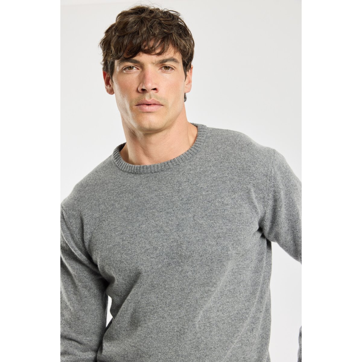 Pull col rond - laine slate/teal chiné, ARMOR-LUX