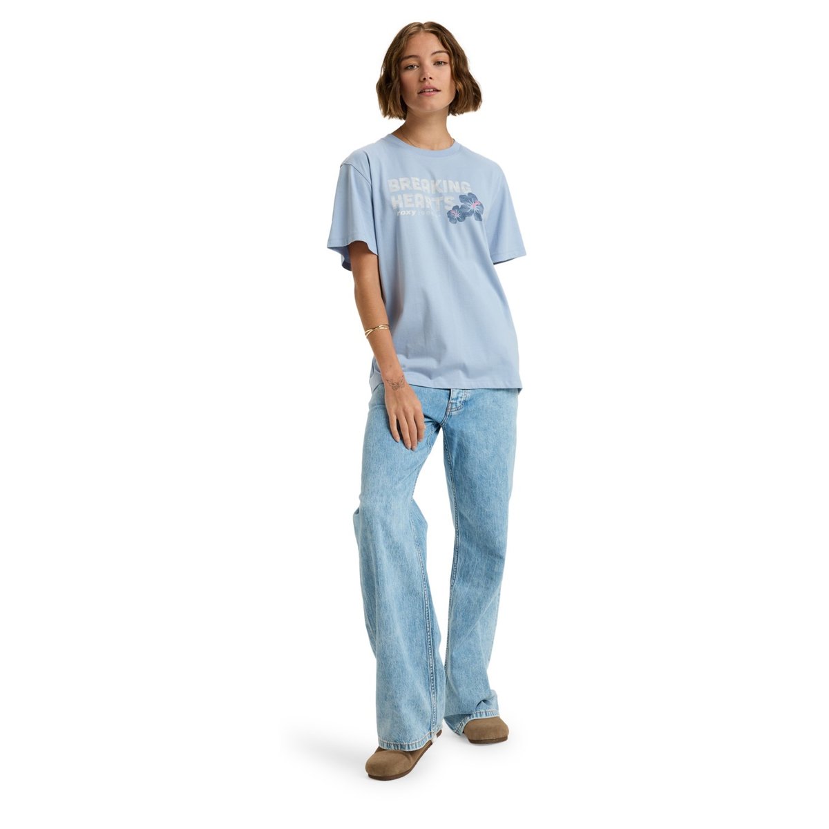 T-Shirt, manches courtes, col rond, . bleu blue blizzard, ROXY