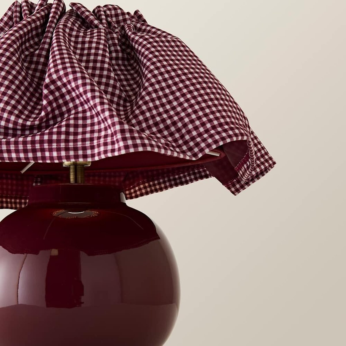 Arlo Ceramic Table Lamp with Gingham Pleat Shade burgundy, SO'HOME