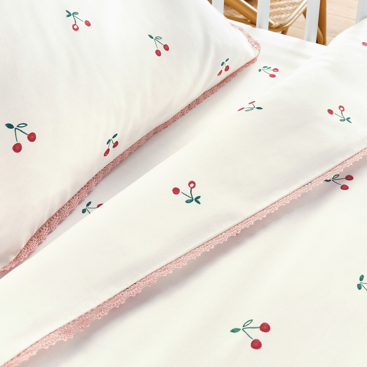 Housse de couette bébé en coton bio, Griotte imprimé, LA REDOUTE INTERIEURS