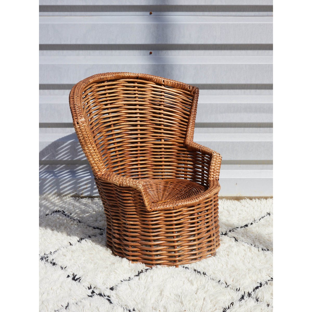 Ensemble de table et fauteuils en rotin vintage Ange N°28 - Bon état bois clair, DEBONGOUT